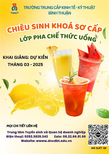 KHOÁ SƠ CẤP LỚP PHA CHẾ THỨC UỐNG THÁNG 3/2025